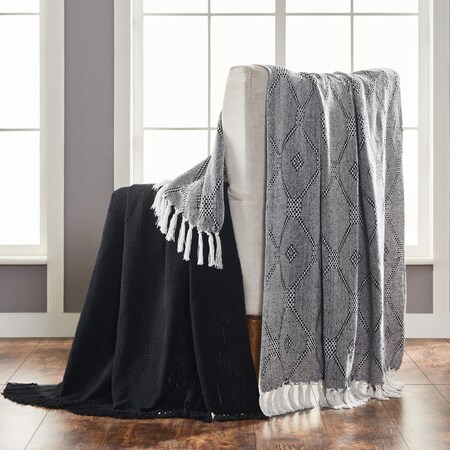 Modern Threads 2 Pack 100% Cotton 50x60 Throw Chester Black